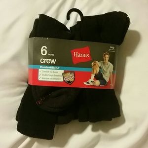 Hanes Men's Black Crew Socks Size 6-12